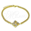Oro Laminado Fancy Bracelet, Gold Filled Style Love Knot Design, with White Micro Pave, Polished, Golden Finish, 03.156.0025.08 (04 MM Thickness, 8 Inches Length)