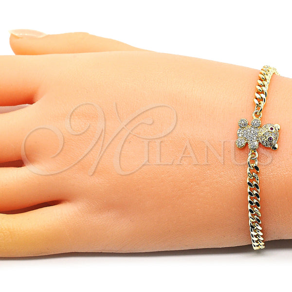 Gold Filled Bracelet — Fancy Bracelet Teddy Bear Design with White Micro — alternate product view — SKU 146830 | Oro Laminado brazalete — elegante Bracelet Teddy Bear diseño with blanco Micro — SKU 146830