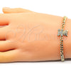 Oro Laminado Fancy Bracelet, Gold Filled Style Teddy Bear Design, with White Micro Pave, Polished, Golden Finish, 03.156.0026.08 (04 MM Thickness, 8 Inches Length)