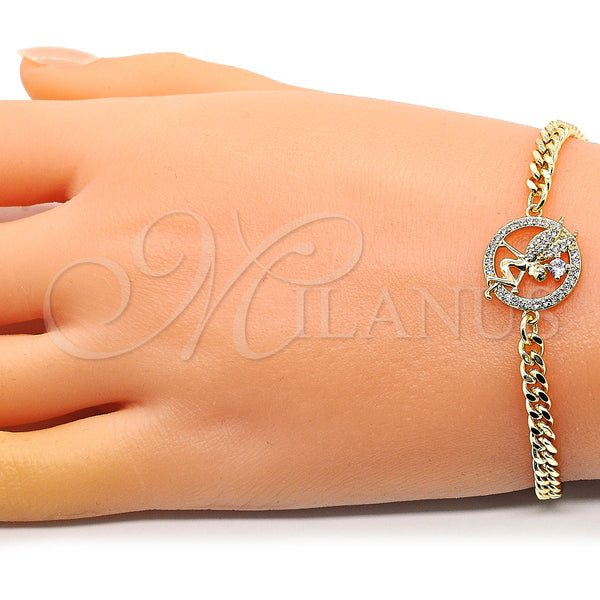 Gold Filled Bracelet — Fancy Bracelet Angel Design with White Micro Pave — alternate product view — SKU 146831 | Oro Laminado brazalete — elegante Bracelet Angel diseño with blanco Micro Pave — SKU 146831