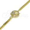 Oro Laminado Fancy Bracelet, Gold Filled Style Angel Design, with White Micro Pave and White Cubic Zirconia, Polished, Golden Finish, 03.156.0027.08 (04 MM Thickness, 8 Inches Length)