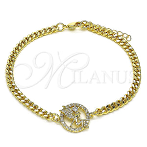 Gold Filled Bracelet — Fancy Bracelet Angel Design with White Micro Pave — main product view — SKU 146831 | Oro Laminado brazalete — elegante Bracelet Angel diseño with blanco Micro Pave — SKU 146831