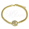 Oro Laminado Fancy Bracelet, Gold Filled Style Angel Design, with White Micro Pave and White Cubic Zirconia, Polished, Golden Finish, 03.156.0027.08 (04 MM Thickness, 8 Inches Length)