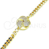 Oro Laminado Fancy Bracelet, Gold Filled Style Love Knot Design, with White Micro Pave, Polished, Golden Finish, 03.156.0030.08 (04 MM Thickness, 8 Inches Length)