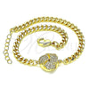 Oro Laminado Fancy Bracelet, Gold Filled Style Love Knot Design, with White Micro Pave, Polished, Golden Finish, 03.156.0030.08 (04 MM Thickness, 8 Inches Length)
