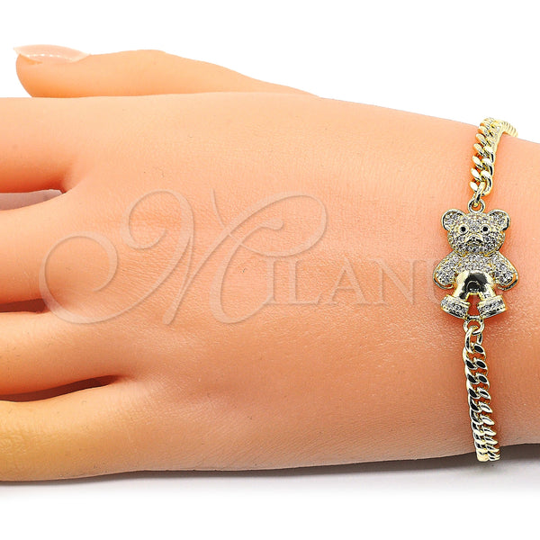 Gold Filled Bracelet — Fancy Bracelet Teddy Bear Design with White and — alternate product view — SKU 146836 | Oro Laminado brazalete — elegante Bracelet Teddy Bear diseño with blanco and — SKU 146836