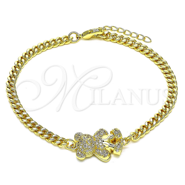Gold Filled Bracelet — Fancy Bracelet Teddy Bear Design with White and — main product view — SKU 146836 | Oro Laminado brazalete — elegante Bracelet Teddy Bear diseño with blanco and — SKU 146836