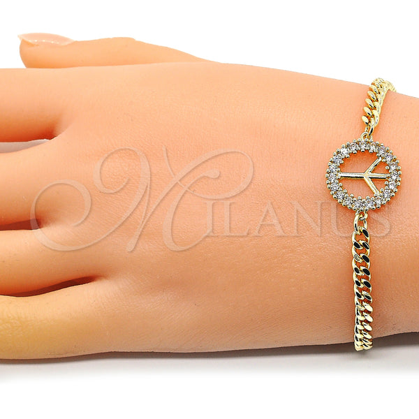 Gold Filled Bracelet — Fancy Bracelet with White Micro Pave Polished 03. — alternate product view — SKU 146837 | Oro Laminado brazalete — elegante Bracelet with blanco Micro Pave pulido 03. — SKU 146837
