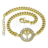 Oro Laminado Fancy Bracelet, Gold Filled Style with White Micro Pave, Polished, Golden Finish, 03.156.0033.08 (04 MM Thickness, 8 Inches Length)