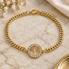 Oro Laminado Fancy Bracelet, Gold Filled Style with White Micro Pave, Polished, Golden Finish, 03.156.0033.08 (04 MM Thickness, 8 Inches Length)