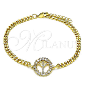 Gold Filled Bracelet — Fancy Bracelet with White Micro Pave Polished 03. — main product view — SKU 146837 | Oro Laminado brazalete — elegante Bracelet with blanco Micro Pave pulido 03. — SKU 146837