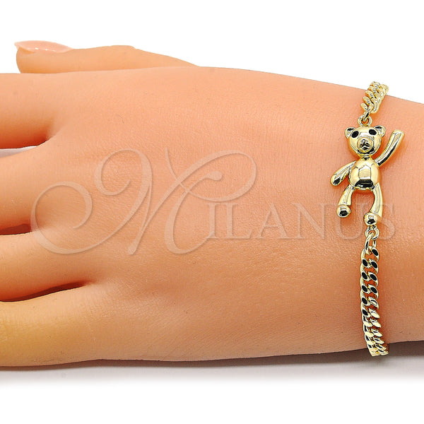Gold Filled Bracelet — Fancy Bracelet Teddy Bear Design with Black Micro — alternate product view — SKU 146839 | Oro Laminado brazalete — elegante Bracelet Teddy Bear diseño with negro Micro — SKU 146839