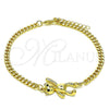 Oro Laminado Fancy Bracelet, Gold Filled Style Teddy Bear Design, with Black Micro Pave, Polished, Golden Finish, 03.156.0035.08 (04 MM Thickness, 8 Inches Length)
