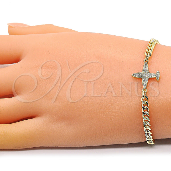 Gold Filled Bracelet — Fancy Bracelet with White Micro Pave Polished 03. — alternate product view — SKU 146840 | Oro Laminado brazalete — elegante Bracelet with blanco Micro Pave pulido 03. — SKU 146840