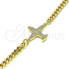 Oro Laminado Fancy Bracelet, Gold Filled Style with White Micro Pave, Polished, Golden Finish, 03.156.0036.08 (04 MM Thickness, 8 Inches Length)