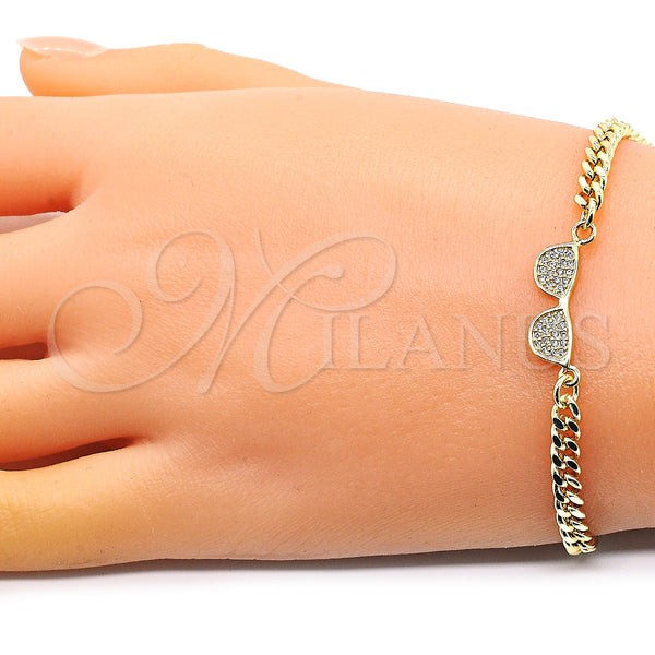 Gold Filled Bracelet — Fancy Bracelet with White Micro Pave Polished 03. — alternate product view — SKU 146841 | Oro Laminado brazalete — elegante Bracelet with blanco Micro Pave pulido 03. — SKU 146841