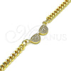Oro Laminado Fancy Bracelet, Gold Filled Style with White Micro Pave, Polished, Golden Finish, 03.156.0037.08 (04 MM Thickness, 8 Inches Length)