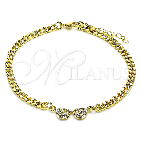 Gold Filled Bracelet — Fancy Bracelet with White Micro Pave Polished 03. — main product view — SKU 146841 | Oro Laminado brazalete — elegante Bracelet with blanco Micro Pave pulido 03. — SKU 146841