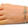 Oro Laminado Fancy Bracelet, Gold Filled Style Love Knot Design, with White Micro Pave and White Cubic Zirconia, Polished, Golden Finish, 03.156.0038.08 (04 MM Thickness, 8 Inches Length)