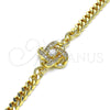 Oro Laminado Fancy Bracelet, Gold Filled Style Love Knot Design, with White Micro Pave and White Cubic Zirconia, Polished, Golden Finish, 03.156.0038.08 (04 MM Thickness, 8 Inches Length)