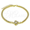 Oro Laminado Fancy Bracelet, Gold Filled Style Love Knot Design, with White Micro Pave and White Cubic Zirconia, Polished, Golden Finish, 03.156.0038.08 (04 MM Thickness, 8 Inches Length)