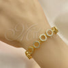 Oro Laminado Fancy Bracelet, Gold Filled Style with White Micro Pave, Polished, Golden Finish, 03.346.0006.07 (10 MM Thickness, 7 Inches Length)