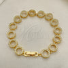Oro Laminado Fancy Bracelet, Gold Filled Style with White Micro Pave, Polished, Golden Finish, 03.346.0006.07 (10 MM Thickness, 7 Inches Length)