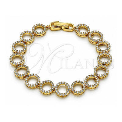 Oro Laminado Fancy Bracelet, Gold Filled Style with White Micro Pave, Polished, Golden Finish, 03.346.0006.07 (10 MM Thickness, 7 Inches Length)