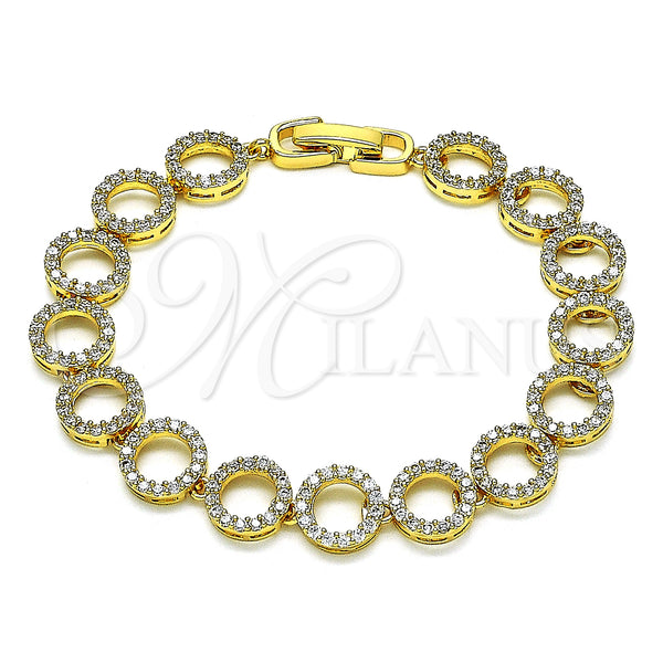 Gold Filled Bracelet — Fancy Bracelet with White Micro Pave Polished 03. — main product view — SKU 146854 | Oro Laminado brazalete — elegante Bracelet with blanco Micro Pave pulido 03. — SKU 146854