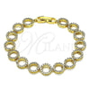 Oro Laminado Fancy Bracelet, Gold Filled Style with White Micro Pave, Polished, Golden Finish, 03.346.0006.07 (10 MM Thickness, 7 Inches Length)
