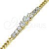 Oro Laminado Fancy Bracelet, Gold Filled Style with White Cubic Zirconia, Polished, Golden Finish, 03.283.0078.08 (05 MM Thickness, 8 Inches Length)