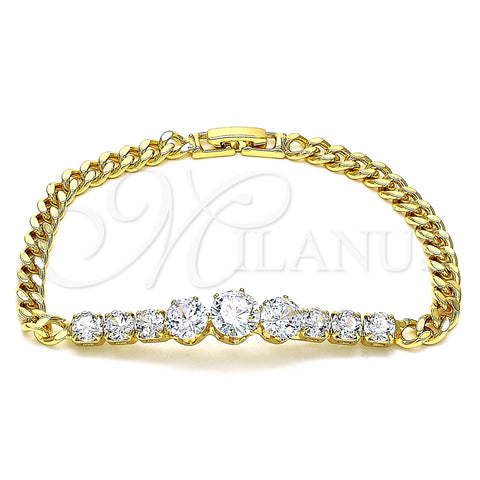 Oro Laminado Fancy Bracelet, Gold Filled Style with White Cubic Zirconia, Polished, Golden Finish, 03.283.0078.08 (05 MM Thickness, 8 Inches Length)