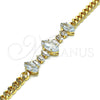 Oro Laminado Fancy Bracelet, Gold Filled Style with White Cubic Zirconia, Polished, Golden Finish, 03.283.0079.08 (05 MM Thickness, 8 Inches Length)