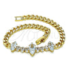 Oro Laminado Fancy Bracelet, Gold Filled Style with White Cubic Zirconia, Polished, Golden Finish, 03.283.0079.08 (05 MM Thickness, 8 Inches Length)