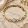 Oro Laminado Fancy Bracelet, Gold Filled Style with White Cubic Zirconia, Polished, Golden Finish, 03.283.0079.08 (05 MM Thickness, 8 Inches Length)