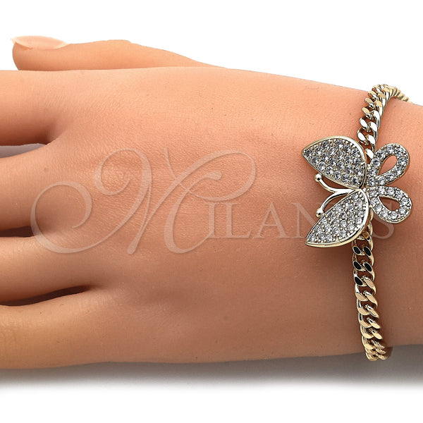 Gold Filled Bracelet — Fancy Bracelet Butterfly Design with White Cubic Zirconia — alternate product view — SKU 146869 | Oro Laminado brazalete — elegante Bracelet Butterfly diseño with blanco Cubic Zirconia — SKU 146869