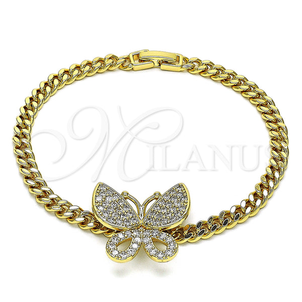 Gold Filled Bracelet — Fancy Bracelet Butterfly Design with White Cubic Zirconia — main product view — SKU 146869 | Oro Laminado brazalete — elegante Bracelet Butterfly diseño with blanco Cubic Zirconia — SKU 146869