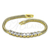 Oro Laminado Fancy Bracelet, Gold Filled Style with White Cubic Zirconia, Polished, Golden Finish, 03.283.0082.07 (04 MM Thickness, 7 Inches Length)