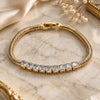 Oro Laminado Fancy Bracelet, Gold Filled Style with White Cubic Zirconia, Polished, Golden Finish, 03.283.0082.07 (04 MM Thickness, 7 Inches Length)