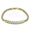 Oro Laminado Fancy Bracelet, Gold Filled Style with White Cubic Zirconia, Polished, Golden Finish, 03.283.0082.07 (04 MM Thickness, 7 Inches Length)