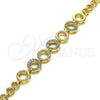 Oro Laminado Fancy Bracelet, Gold Filled Style with White Micro Pave, Polished, Golden Finish, 03.283.0084.08 (05 MM Thickness, 8 Inches Length)