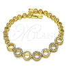 Oro Laminado Fancy Bracelet, Gold Filled Style with White Micro Pave, Polished, Golden Finish, 03.283.0084.08 (05 MM Thickness, 8 Inches Length)