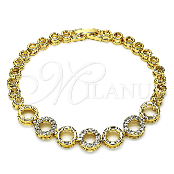 Gold Filled Bracelet — Fancy Bracelet with White Micro Pave Polished 03. — main product view — SKU 146873 | Oro Laminado brazalete — elegante Bracelet with blanco Micro Pave pulido 03. — SKU 146873