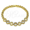 Oro Laminado Fancy Bracelet, Gold Filled Style with White Micro Pave, Polished, Golden Finish, 03.283.0084.08 (05 MM Thickness, 8 Inches Length)