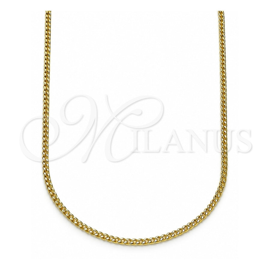 Oro Laminado Basic Necklace, Gold Filled Style Miami Cuban Design, Polished, Golden Finish, 04.213.0256.18 (Thickness, 18 Inches Length)