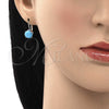 Sterling Silver Leverback Earring, with Turquoise Cubic Zirconia, Polished, Rhodium Finish, 02.63.2622.5