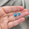 Sterling Silver Leverback Earring, with Turquoise Cubic Zirconia, Polished, Rhodium Finish, 02.63.2622.5