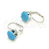 Sterling Silver Leverback Earring, with Turquoise Cubic Zirconia, Polished, Rhodium Finish, 02.63.2622.5