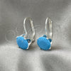 Sterling Silver Leverback Earring, with Turquoise Cubic Zirconia, Polished, Rhodium Finish, 02.63.2622.5