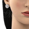 Sterling Silver Earring and Pendant Adult Set, with White Cubic Zirconia and White Micro Pave, Polished, Rhodium Finish, 10.286.0045